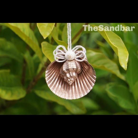 Rose Gold Seashell Ornament Set Natural Shell & Twine Beach Housewarming Gift - Picture 2 of 7
